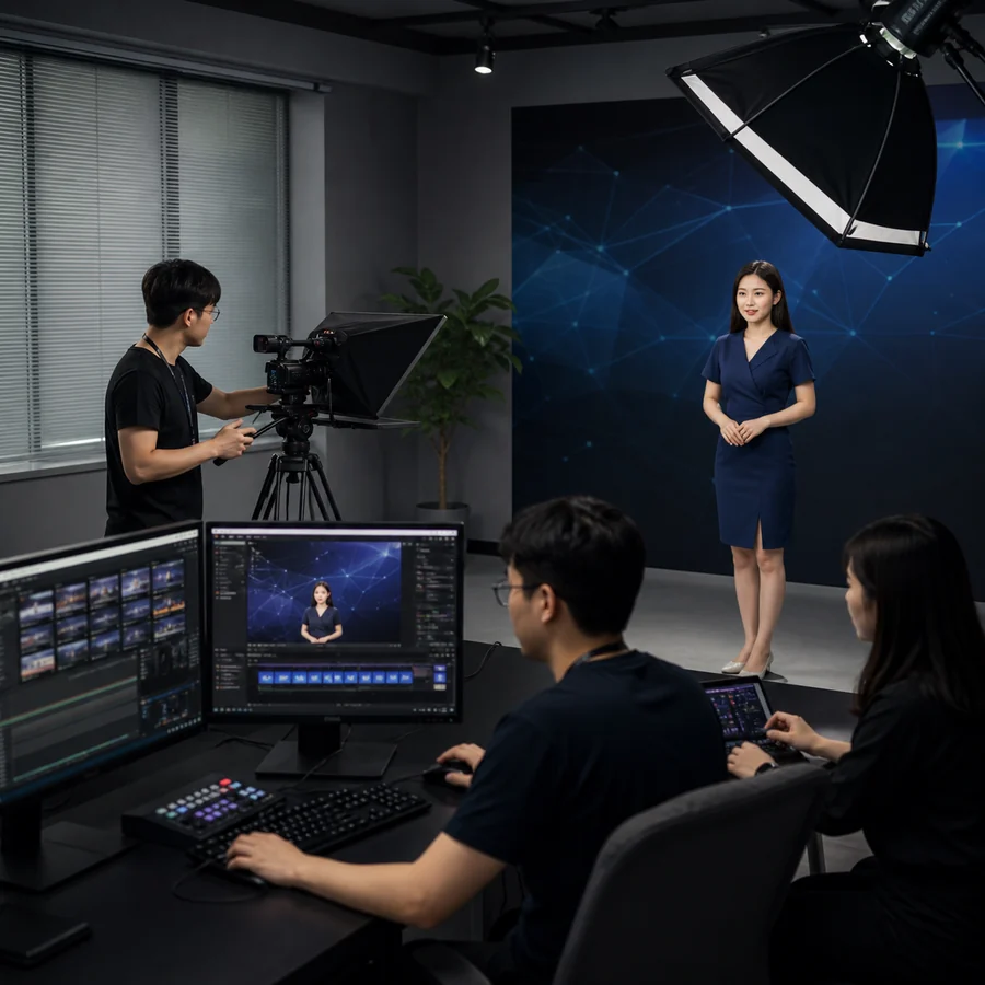 中国内容团队进行数字人视频制作